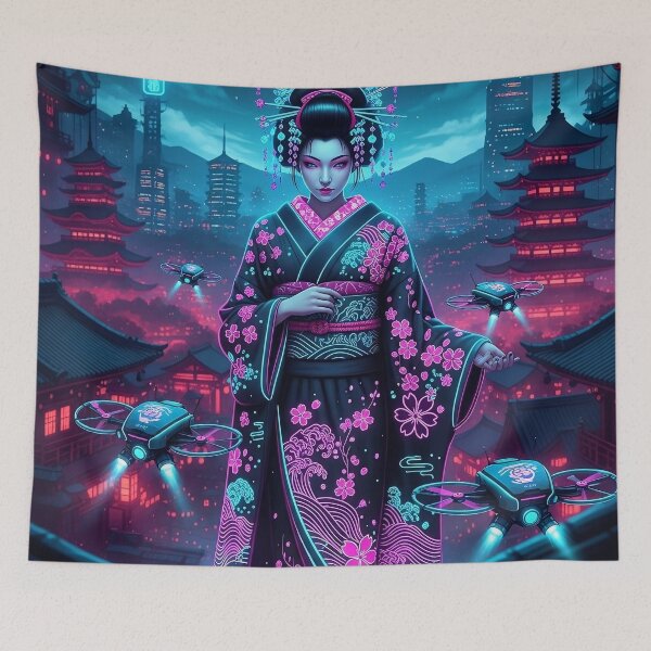 Item preview, Cyber Geisha: Neon Tokyo Drone Sentinel designed and sold by JapanNeoArt.