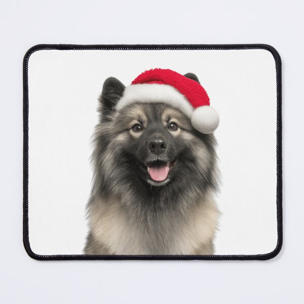 Item preview, Keeshond dog with Christmas Hat – Festive Wolfspitz dog Xmas Design designed and sold by LazyOwlStore.
