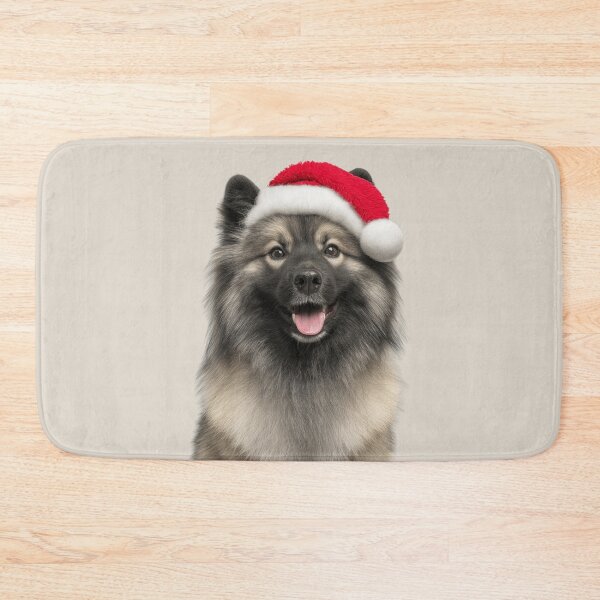 Item preview, Keeshond dog with Christmas Hat – Festive Wolfspitz dog Xmas Design designed and sold by LazyOwlStore.