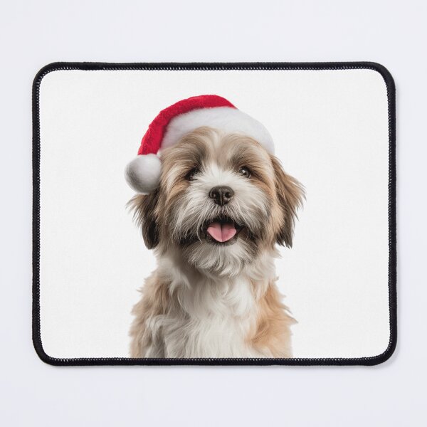 Item preview, Lhasa Apso dog with Christmas Hat – Festive Lhasa Apso Xmas Design designed and sold by LazyOwlStore.