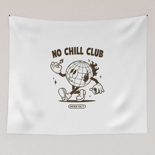 Item preview, No Chill Club – Retro Globe Mascot on Fire Design designed and sold by 3amclub.