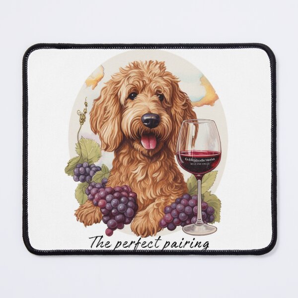 Item preview, The Perfect Pairing Goldendoodle Wine Merlot Design with Grapes designed and sold by Random Candy Studio.