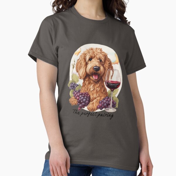 Item preview, The Perfect Pairing Goldendoodle Wine Merlot Design with Grapes designed and sold by Random Candy Studio.