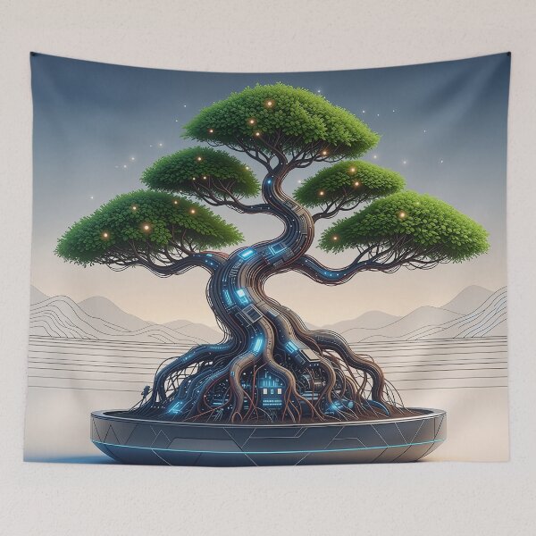 Item preview, Cyber Bonsai: Zen Meets Circuitry Art designed and sold by JapanNeoArt.
