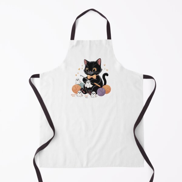 Item preview, Cute Black Cat Knitting Halloween Ghosts designed and sold by smilesupplyco..