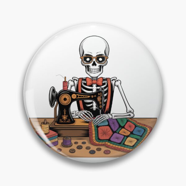 Item preview, Skeleton Quilter Sewing Colorful Patchwork Art designed and sold by smilesupplyco..