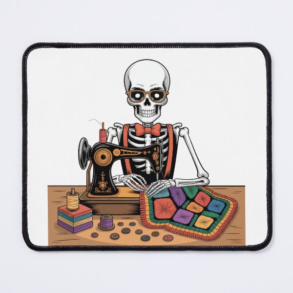 Item preview, Skeleton Quilter Sewing Colorful Patchwork Art designed and sold by smilesupplyco..