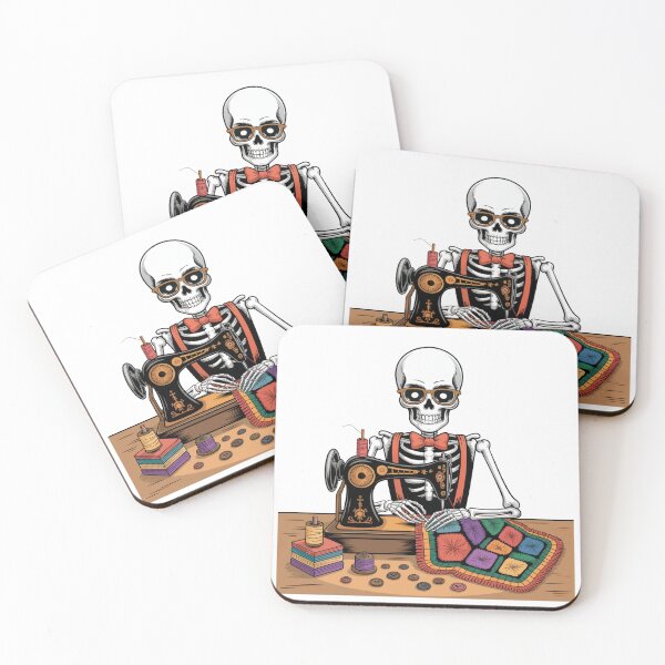 Item preview, Skeleton Quilter Sewing Colorful Patchwork Art designed and sold by smilesupplyco..