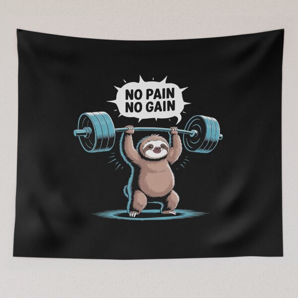 Item preview, No Pain No Gain Sloth Humor Fitness Sunset designed and sold by LeeEvans222.