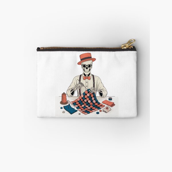 Item preview, Skeleton Tailor Knitting a Patchwork Quilt designed and sold by smilesupplyco..