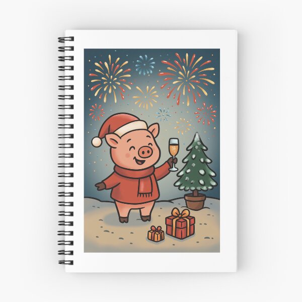 Item preview, Festive Santa Pig with Champagne and Gifts – New Year & Christmas Postcard for Postcrossing 2026 designed and sold by artista.magico.