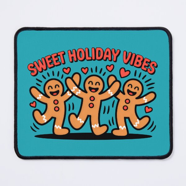 Item preview, Dancing Gingerbread Trio with Red Hearts on Teal designed and sold by SplashTastic.