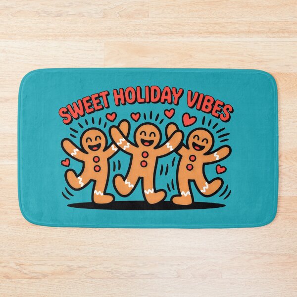 Item preview, Dancing Gingerbread Trio with Red Hearts on Teal designed and sold by SplashTastic.