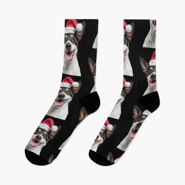 Item preview, Rat Terrier dog with Christmas Hat – Festive American Rat Terrier dog Xmas Design designed and sold by LazyOwlStore.