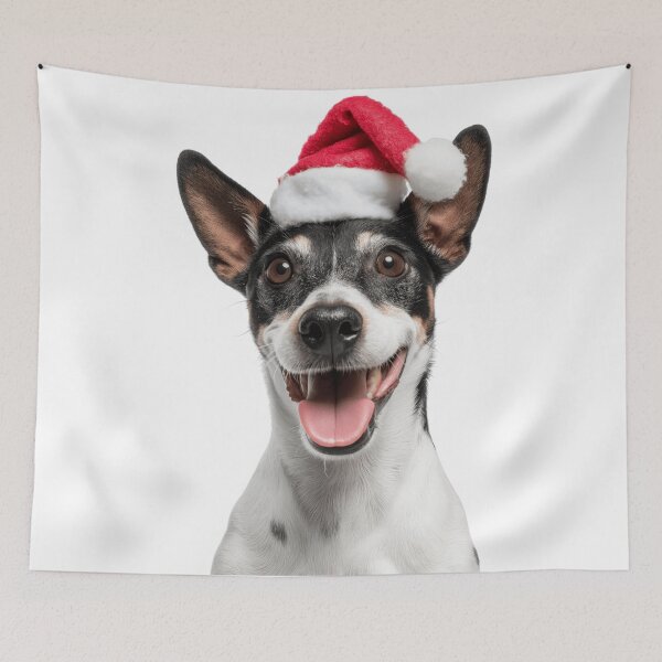 Item preview, Rat Terrier dog with Christmas Hat – Festive American Rat Terrier dog Xmas Design designed and sold by LazyOwlStore.