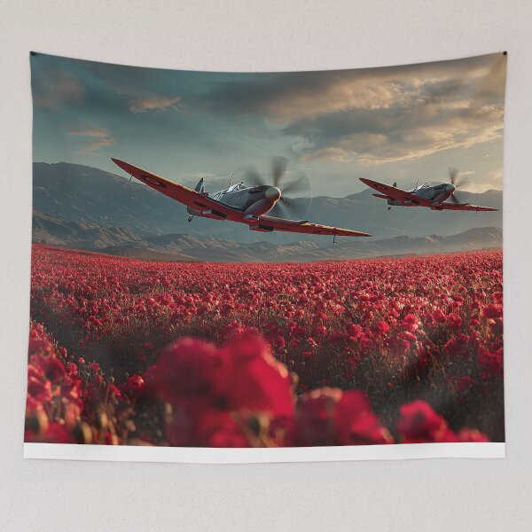 Item preview, Spitfires and Scarlet Blooms designed and sold by Skyframe Aviation.