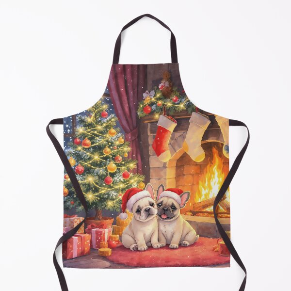 Item preview, French Bulldog Puppies in Santa Hats by Christmas Tree and Cosy Fire! designed and sold by acceleratorhams.