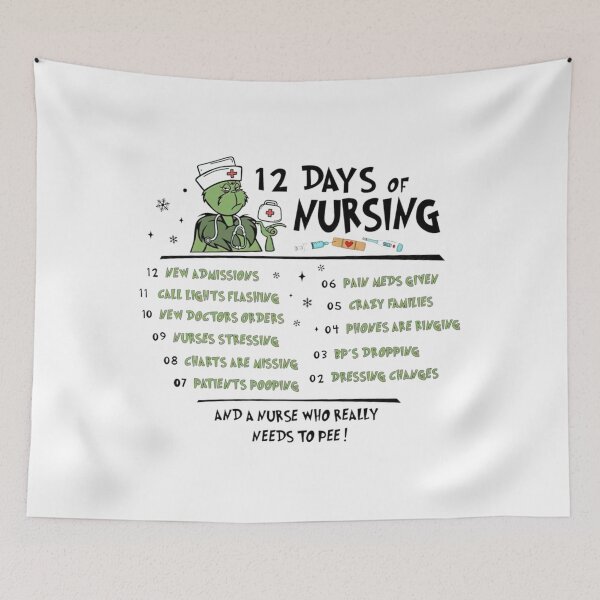 Item preview, 12 Days of Nursing | Funny Grinch Nurse Christmas Parody Design designed and sold by solonwmith6.