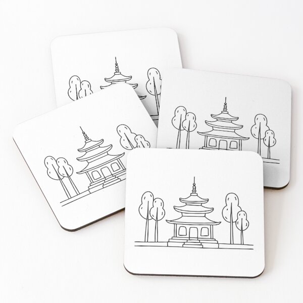Item preview, A temple standing quietly beside tall trees designed and sold by rasagamastore.