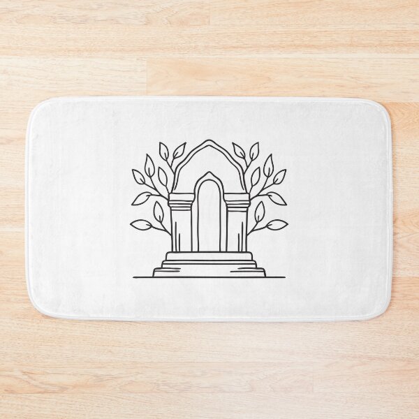 Item preview, A temple wall with carvings under leafy branches designed and sold by rasagamastore.