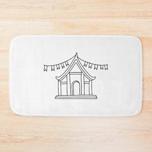 Item preview, A temple with hanging prayer flags across the roof designed and sold by rasagamastore.