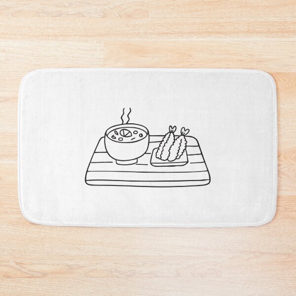 Item preview, A tempura dish beside miso soup on a dining table designed and sold by rasagamastore.