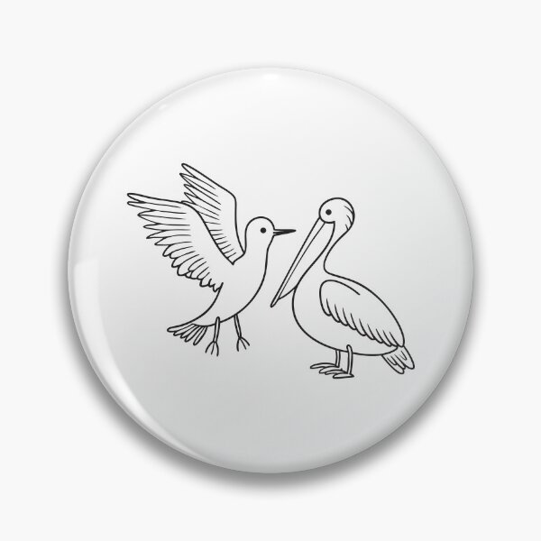 Item preview, A tern flapping wings beside a resting pelican designed and sold by rasagamastore.