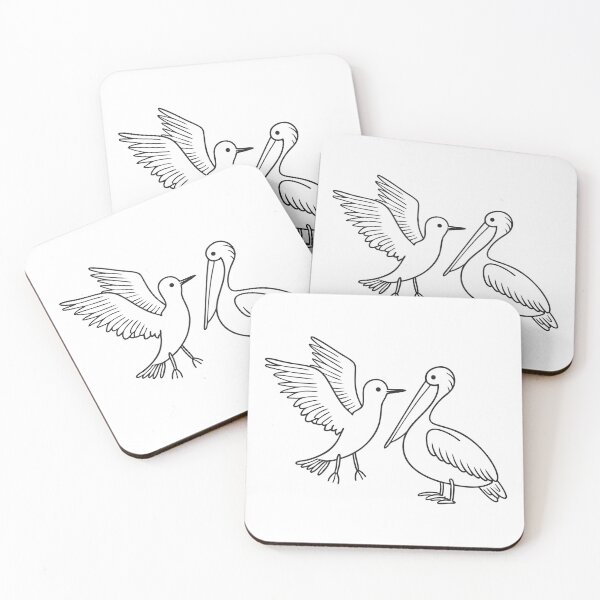 Item preview, A tern flapping wings beside a resting pelican designed and sold by rasagamastore.