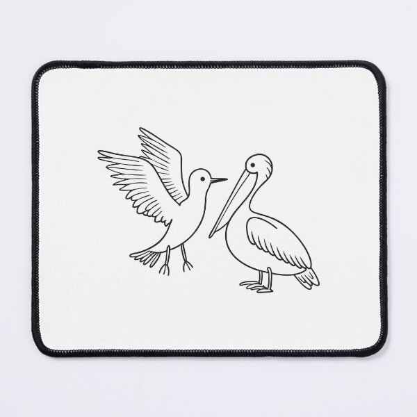 Item preview, A tern flapping wings beside a resting pelican designed and sold by rasagamastore.