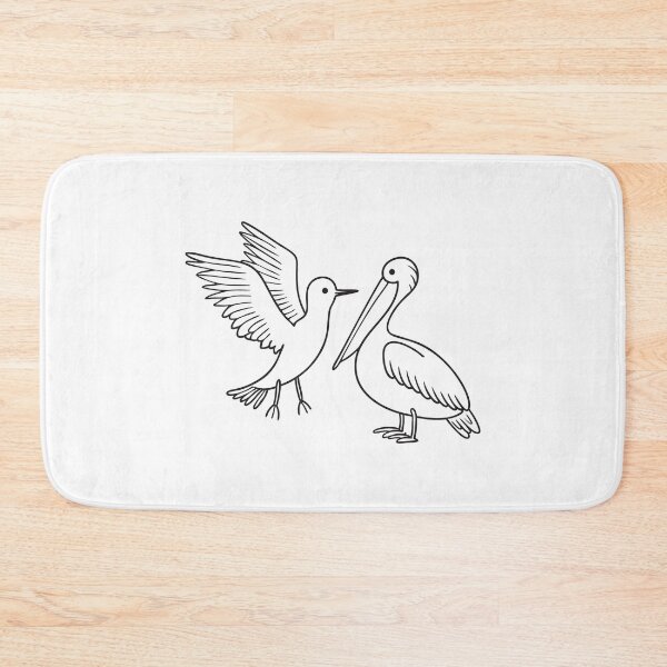 Item preview, A tern flapping wings beside a resting pelican designed and sold by rasagamastore.