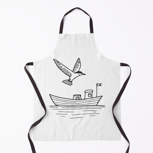 Item preview, A tern gliding near a small boat on calm water designed and sold by rasagamastore.