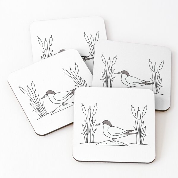Item preview, A tern nesting beside tall reeds near the shore designed and sold by rasagamastore.