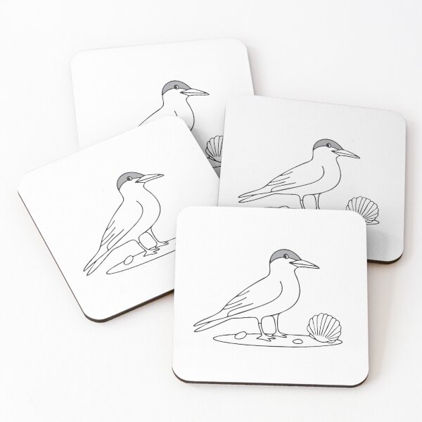 Item preview, A tern standing beside seashells on the sand designed and sold by rasagamastore.