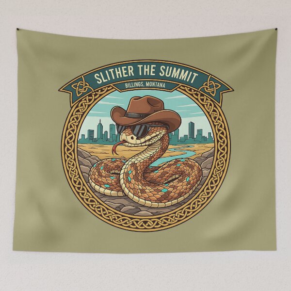 Item preview, Slither the Summit Billings Montana Cowboy Rattlesnake designed and sold by PostersMode.