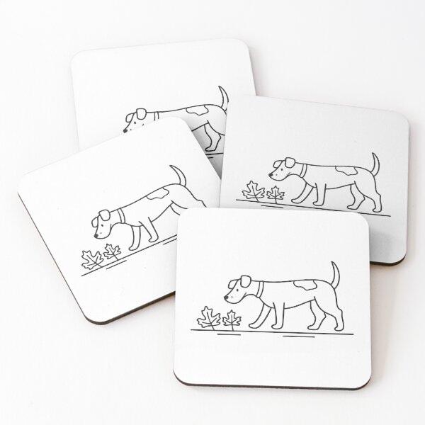 Item preview, A terrier sniffing around fallen leaves on a path designed and sold by rasagamastore.