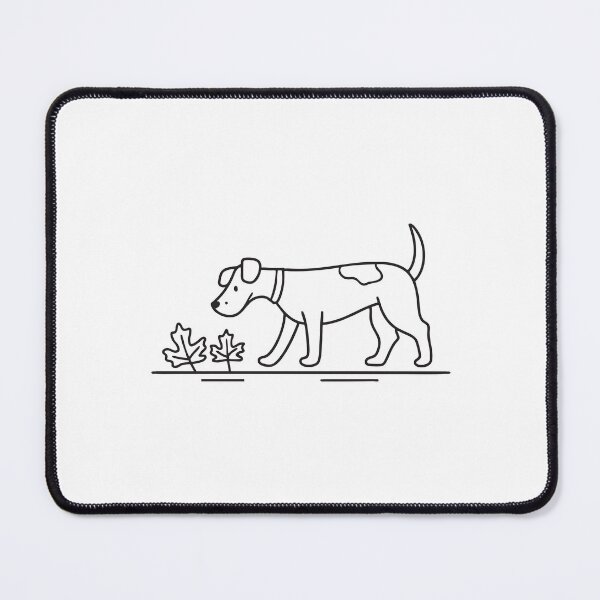 Item preview, A terrier sniffing around fallen leaves on a path designed and sold by rasagamastore.