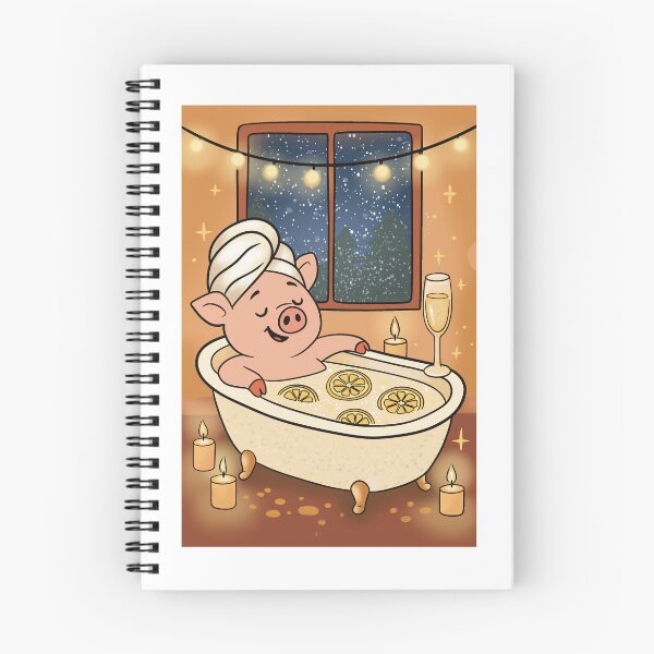Item preview, Relaxing Pig in Milk Bath with Lemons – Cozy Winter Spa Postcard for Postcrossing & Self-Care Lovers designed and sold by artista.magico.