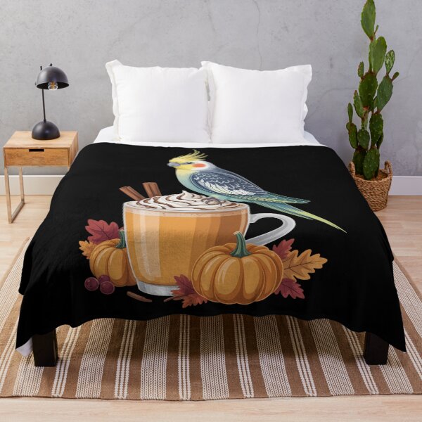 Item preview, Cockatiel Bird Pumpkin Spice Latte and Fall Vibes Autumn designed and sold by HellD3vil-Art.