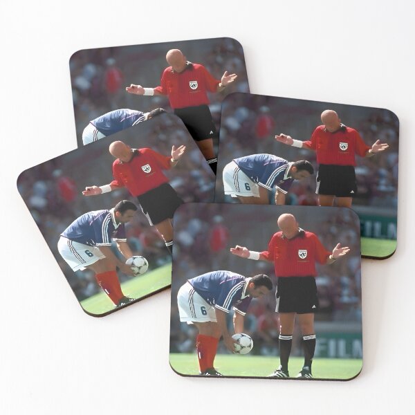Item preview, Emotion, precision, and respect. Pierluigi Colina next to Youri Djorkaeff in 2000. designed and sold by NIKI1105.