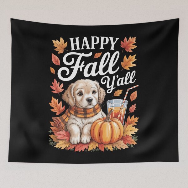 Item preview, Golden Retriever Dog pumpkin spice Happy Fall Yall autumn designed and sold by PunkNation-Arts.