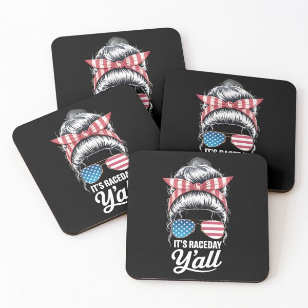 Item preview, Dirt Track Racing Race Girl Usa American Flag Glasses Bun designed and sold by HellD3vil-Art.