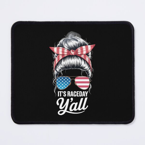 Item preview, Dirt Track Racing Race Girl Usa American Flag Glasses Bun designed and sold by HellD3vil-Art.