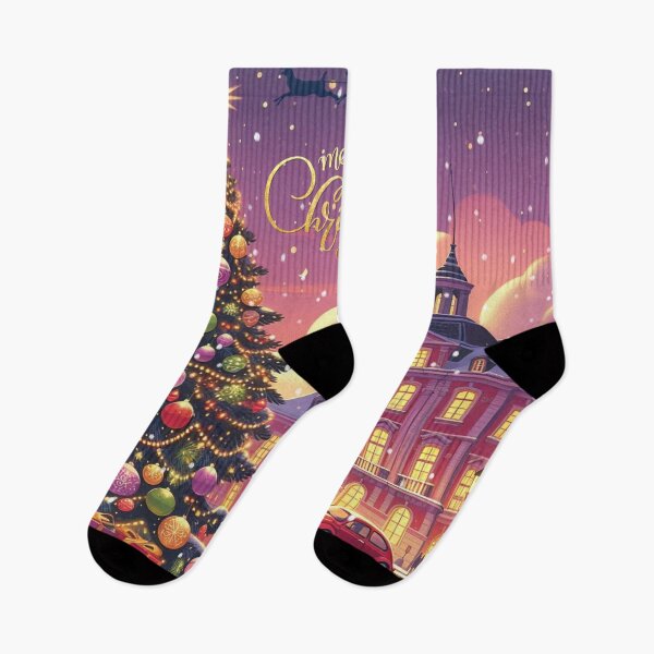 Item preview, Christmas City Scene – Cozy Winter Town Illustration with Christmas Trees and Lights designed and sold by Sugar Wisdom .