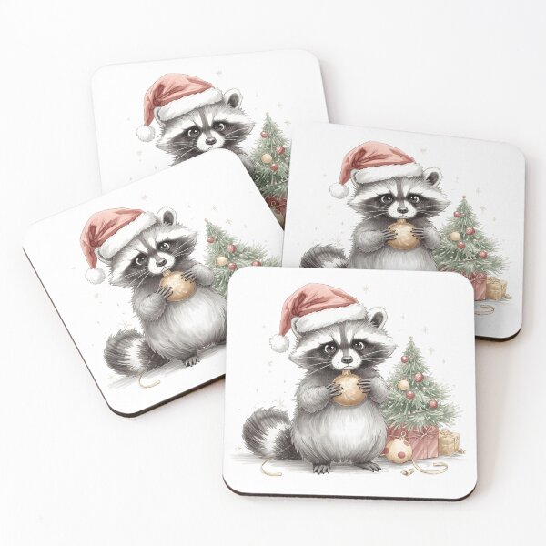 Item preview, Cute Christmas Raccoon – Adorable Holiday Mischief Illustration designed and sold by jelonkaa.