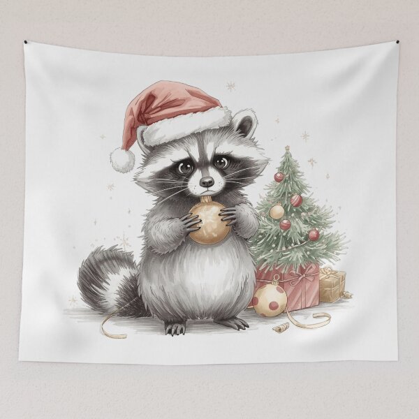 Item preview, Cute Christmas Raccoon – Adorable Holiday Mischief Illustration designed and sold by jelonkaa.