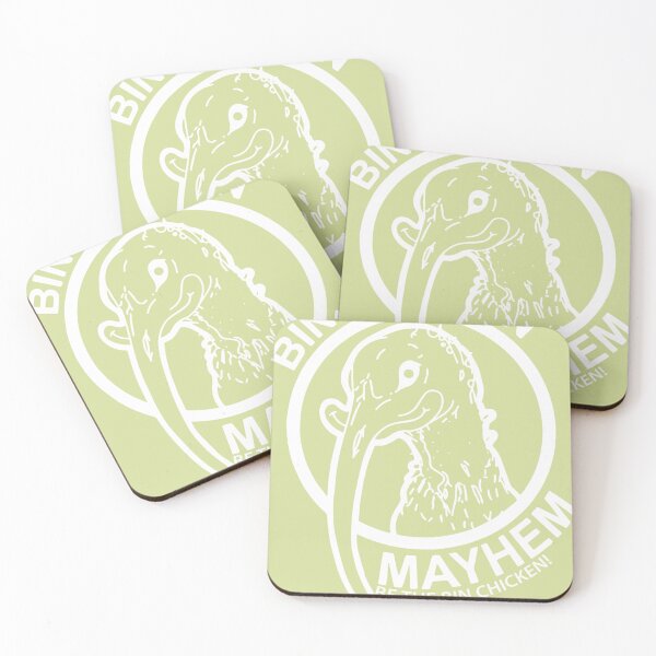 Item preview, 348-Bin-Chicken-Mayhem-Logo-White designed and sold by DonnellWeber8.