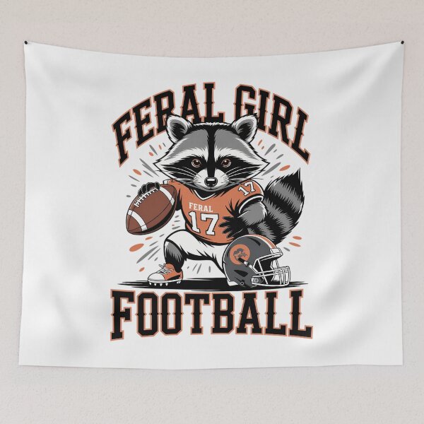 Item preview, Fall raccoon dressed as a football player Feral Girl Football designed and sold by HellD3vil-Art.