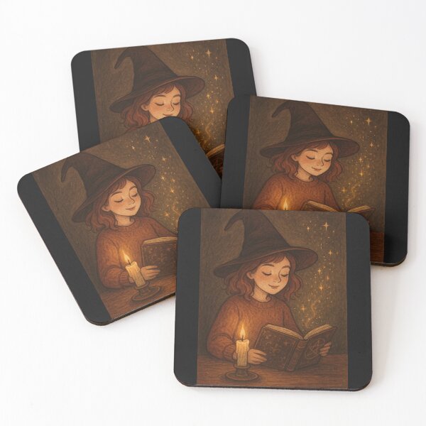 Item preview, Cozy Witch Reading by Candlelight – Magical Autumn Night Art designed and sold by PsyFlow35.