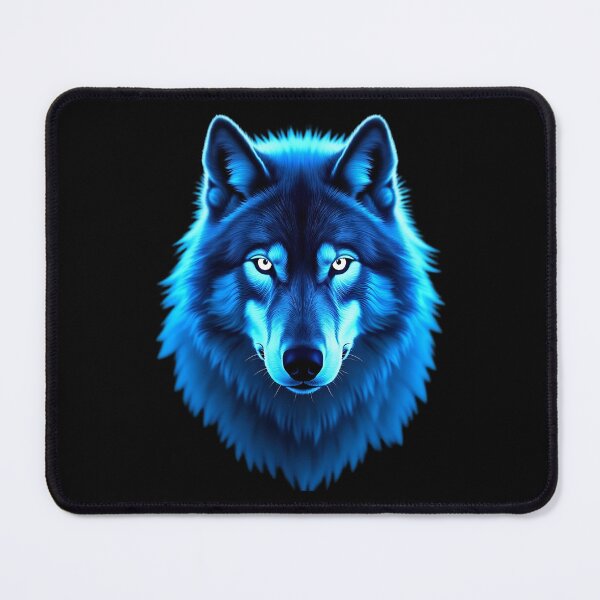 Item preview, Glowing Blue Neon Wolf Portrait designed and sold by Dakson Design - Fantasy Art.