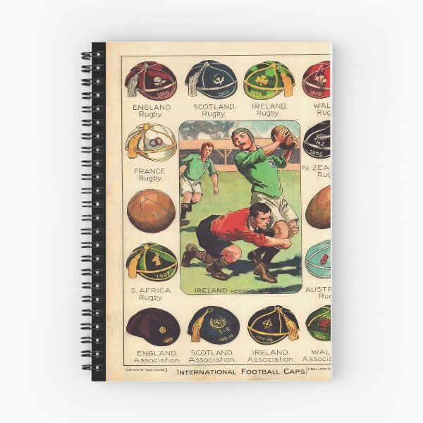 Item preview, Vintage Rugby & Football Caps Art | Early 20th Century Sports Illustration | Ireland vs Wales Rugby Match Scene designed and sold by artofuniverse.